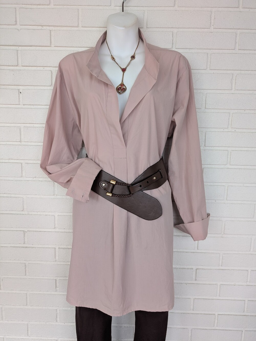 Eileen Fisher Light Mauve Tunic Shirt with Slits On Side